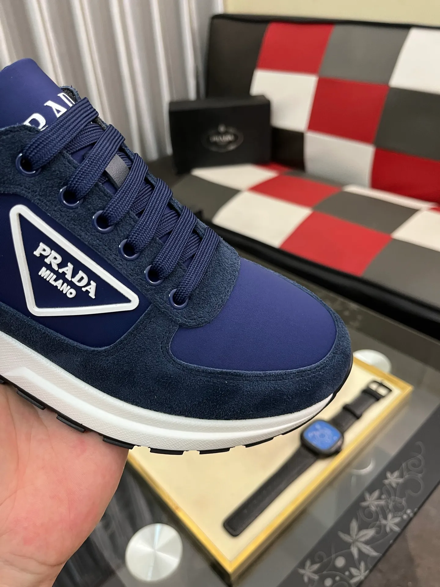 Men's shoes 💰420⌚️⌚️Prada•PRADA original quality.~ Unique modern style sneakers. 🏃A must-have casual shoe for trendy men😍😍 Original brand imported from Italy, imported original leather, sheep lining (refuses to discolor and grind feet) Sole: Original sole provided by the original factory, French lazy style design ⚠️Fit to the feet, original quality, super comfortable original sole. It’s like shooting the real thing🎬The real thing is better, high-quality sneakers Size: 38-444️⃣Colors available